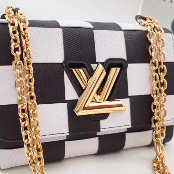 Louis Vuitton Replica Twist MM Bag in Damier Leather Black/White M50280 2018