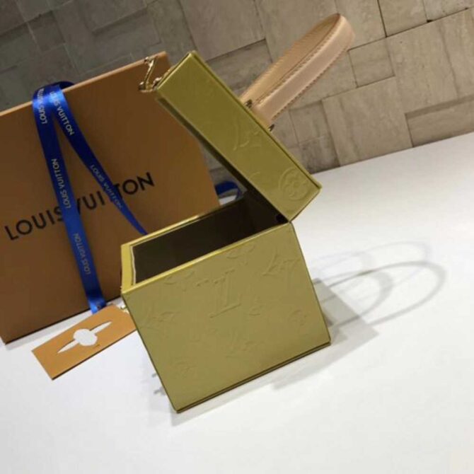 Louis Vuitton Replica Vintage Monogram Vernis Bleecker Box Top Handle Bag Yellow 2019